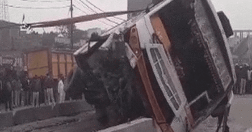 Passenger bus overturned in Patna, Bihar.