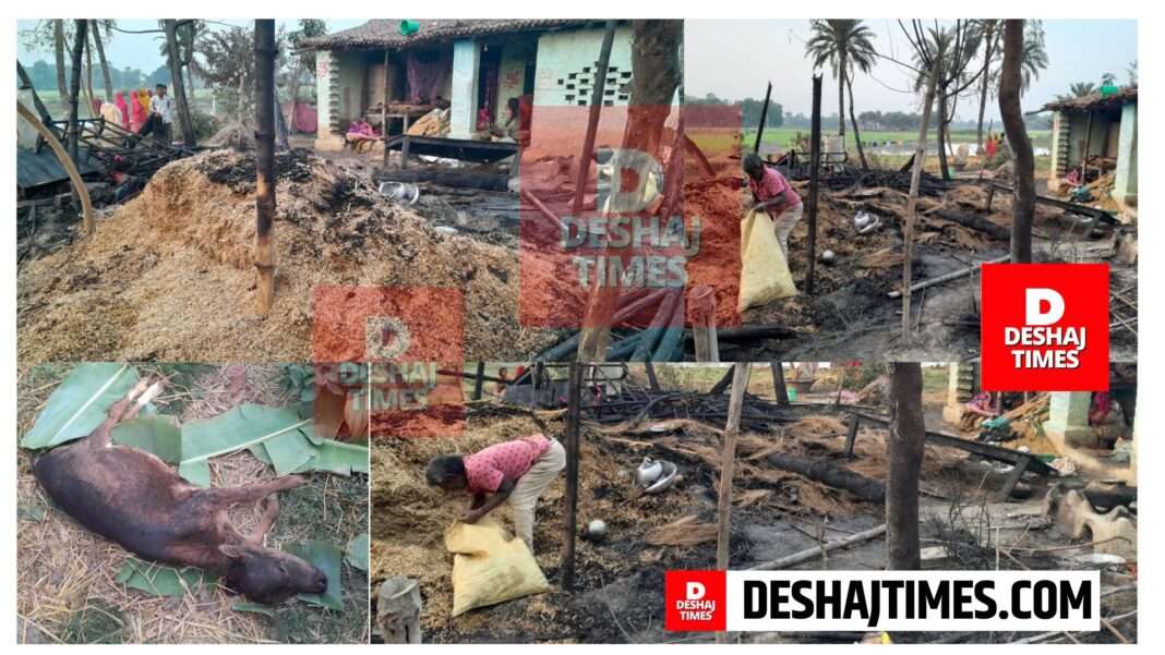 Darbhanga News | Biraul News | Massive fire in a closed house in Tarwara, Biraul, property worth Rs 1 lakh reduced to ashes