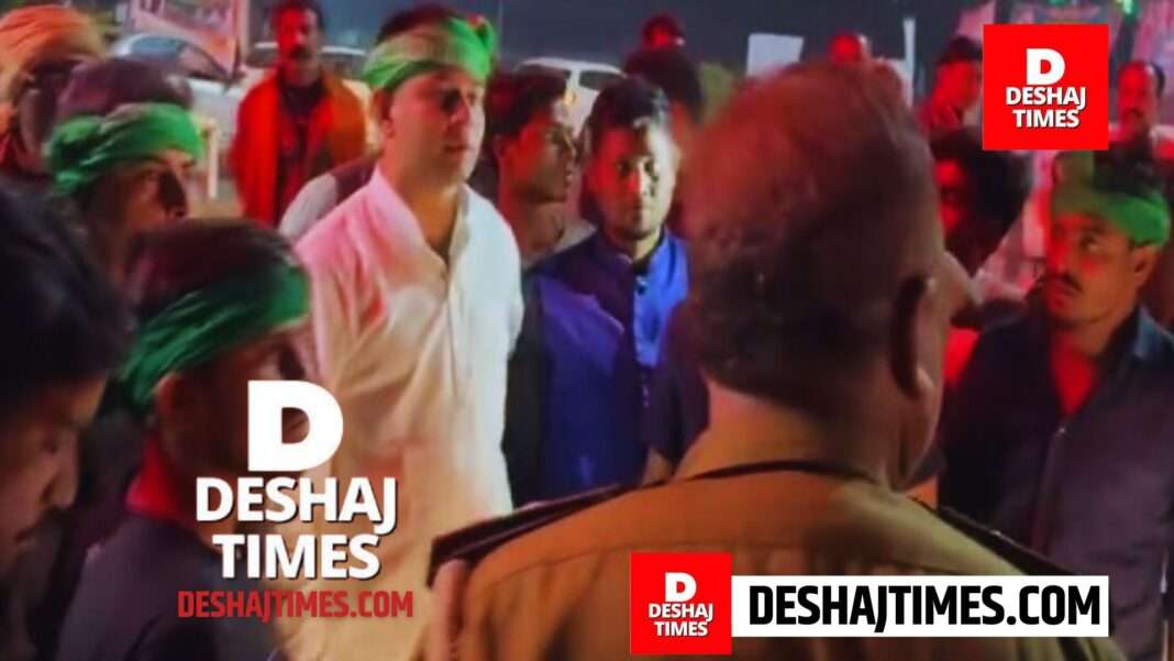 Tej Pratap Yadav RJD Jan Vishwas Maharally Patna |...When Tej Pratap reached Patna police tying a scarf, asked...where is your cap...this is an order from above...