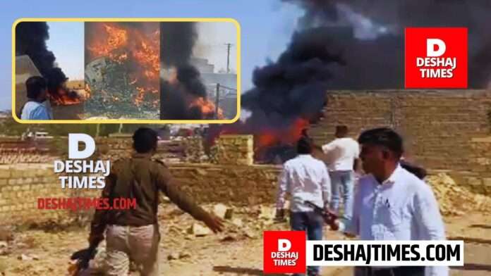 Indian Air Force Jaisalmer Plane Crash | During maneuvers, Indian Air Force's fighter plane Tejas fell into a ball of fire, crashed among the population, collided with a hostel. Indian Air Force Jaisalmer Plane Crash | During maneuvers, Indian Air Force's fighter plane Tejas fell into a ball of fire, crashed among the population, collided with a hostel.