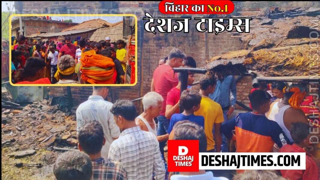 Darbhanga News | Biraul News | 5 houses burnt to ashes due to stove fire, three cattle burnt to death, huge devastation