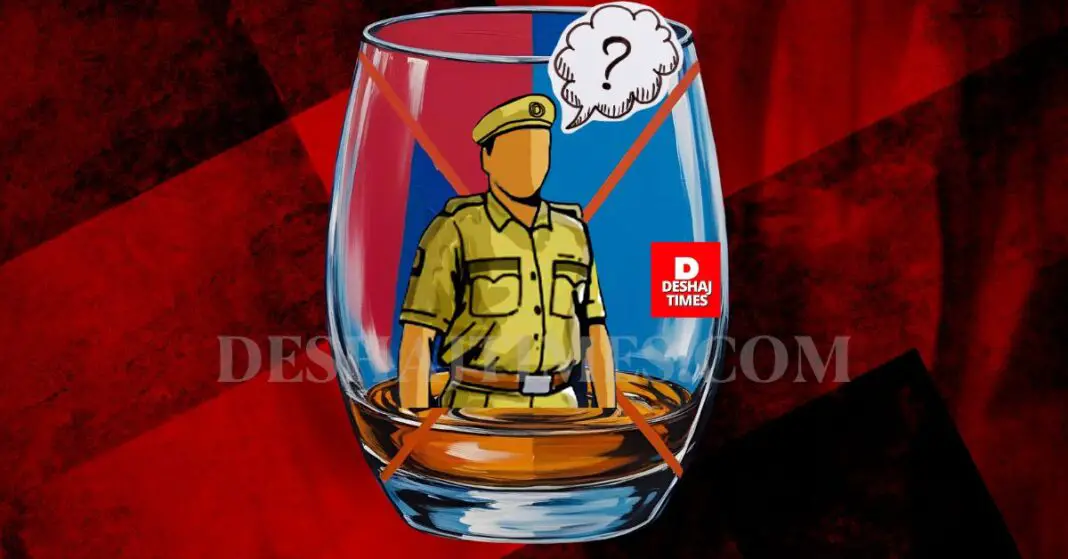 The protector of Darbhanga is gulping down a glass of liquor...and you... don't you drink? DeshajTimes.Com