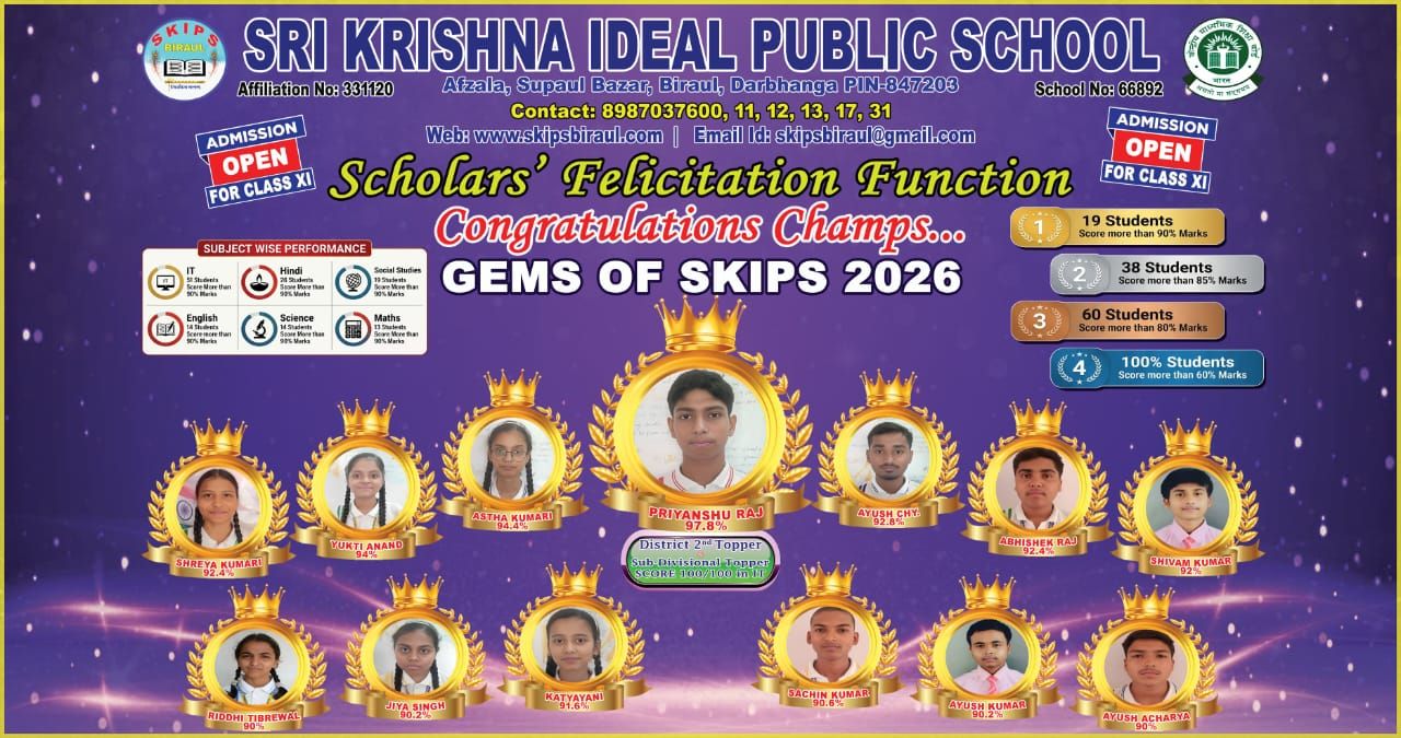 Darbhanga Education News: सीबीएसई 10वीं रिजल्ट में बजा श्री कृष्णा आइडियल पब्लिक स्कूल का डंका, बिरौल के प्रियांशु ने मारी बाजी, चेयरमैन गणेश चौधरी, प्रबंध निदेशक नवलेश चौधरी, प्रबंधक पुरुषोत्तम चौधरी ने कहा - सर्वश्रेष्ठ देना ही मकसद