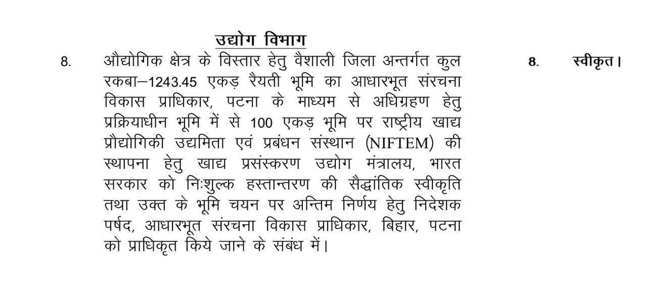 Bihar Good News: बिहार को मिलेगा बड़ा Food Processing Hub, हाजीपुर में NIFTEM की स्थापना, युवाओं को बंपर रोजगार!