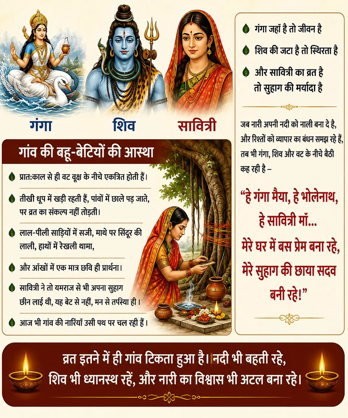 Deshaj Times Special: The 'Bhagirathi' Flowing from Shiva's Locks—Satyavan and Savitri, Adorned with Banyan and Vermilion.