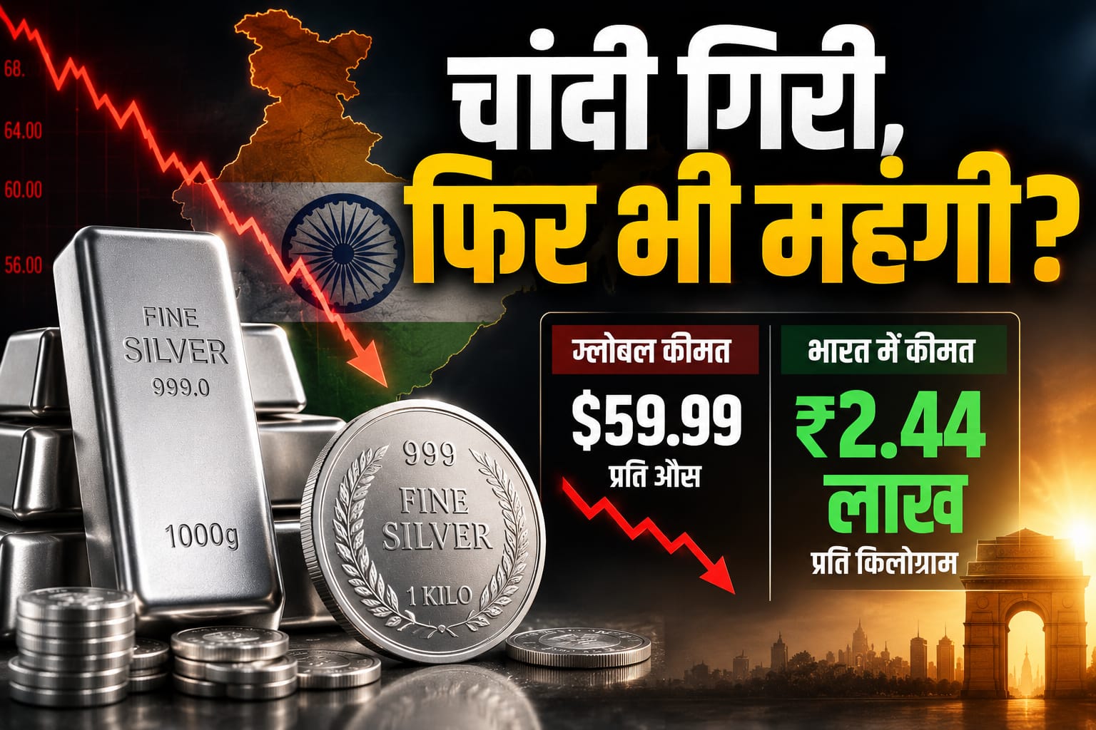 चांदी खरीदने वाले ध्यान दें! ग्लोबल मार्केट में बड़ी गिरावट, पर भारत में क्यों नहीं मिल रहा फायदा? चांदी खरीदने वाले ध्यान दें! ग्लोबल मार्केट में बड़ी गिरावट, पर भारत में क्यों नहीं मिल रहा फायदा?