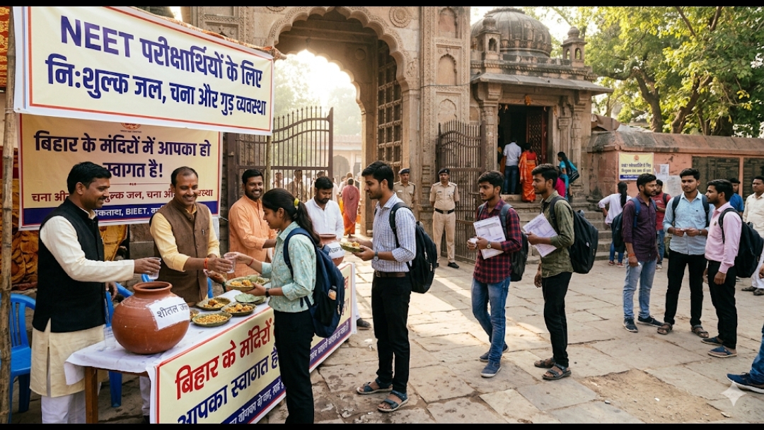 NEET परीक्षा देने जा रहे हैं? बिहार के मंदिरों में मिलेगा मुफ्त पानी-चना-गुड़, गर्मी की टेंशन खत्म!