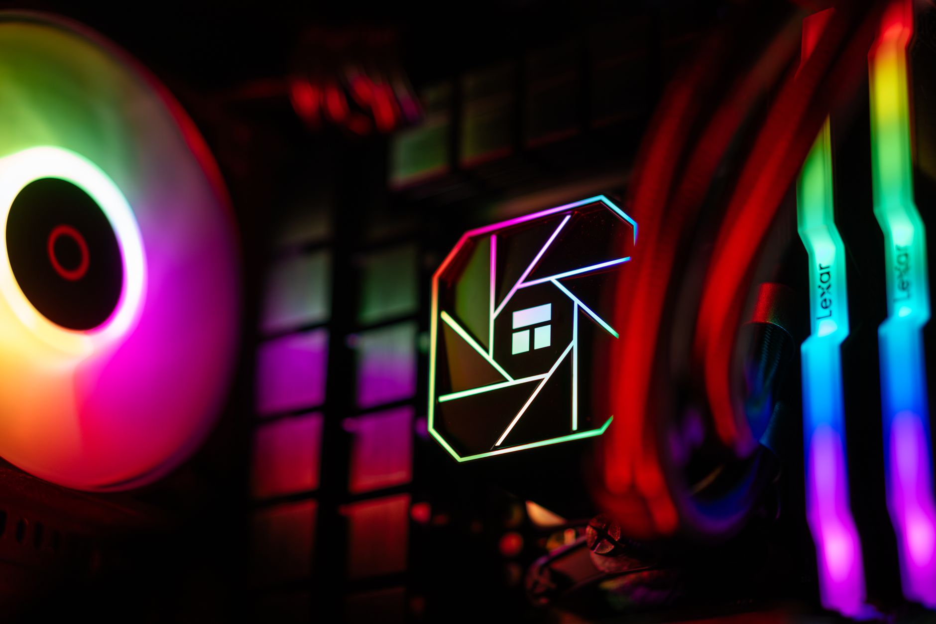 vibrant rgb gaming pc interior close up